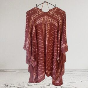 NWT $50 Sonoma Rust Color Kimono Boho Beach Open Cardigan Wrap Shawl One Size
